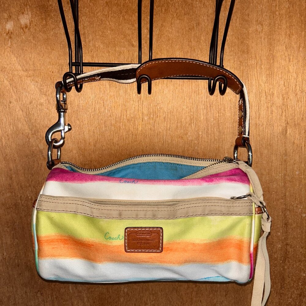 Coach  Hampton Pastel Striped Shoulder Bag
